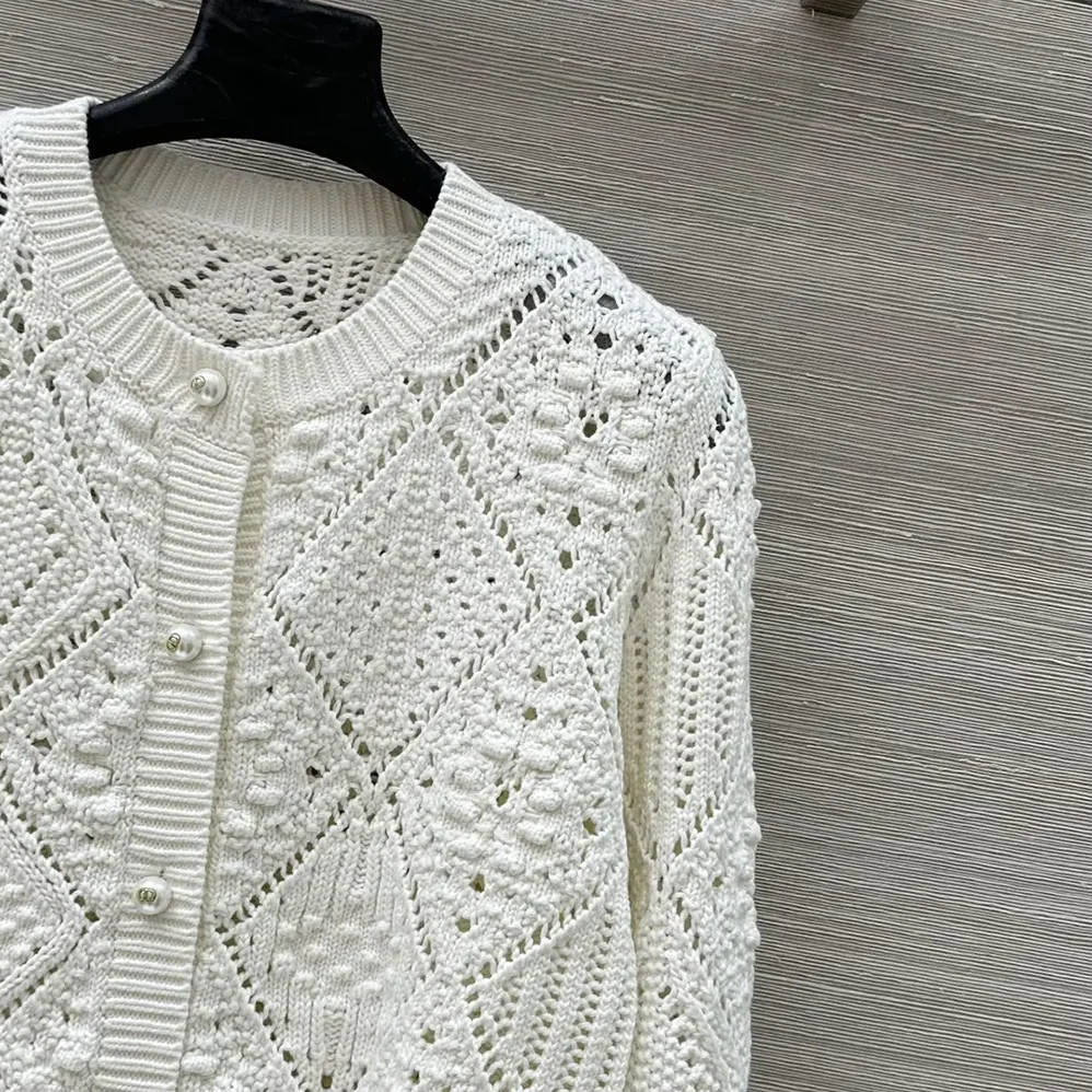 Dior Twinset White Openwork Cotton Knit for Women