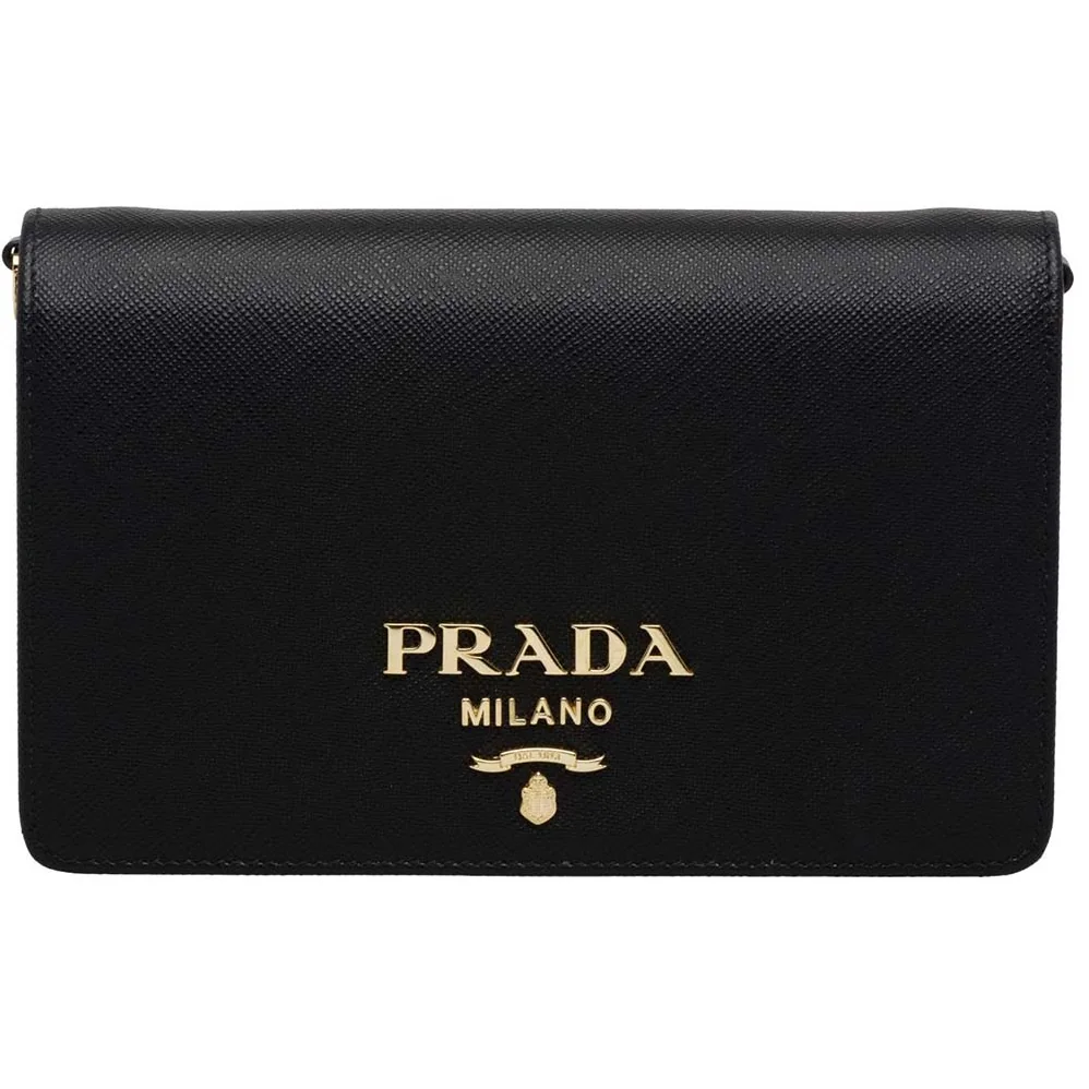 Prada Saffiano Leather Shoulder Bag for Women in Black Prada Saffiano Leather Shoulder Bag for Women in Black
