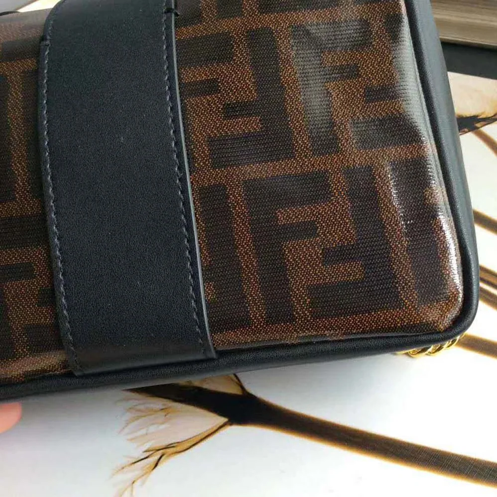 Fendi Mini Double F Brown Canvas Bag for Women Fendi Mini Double F Brown Canvas Bag for Women