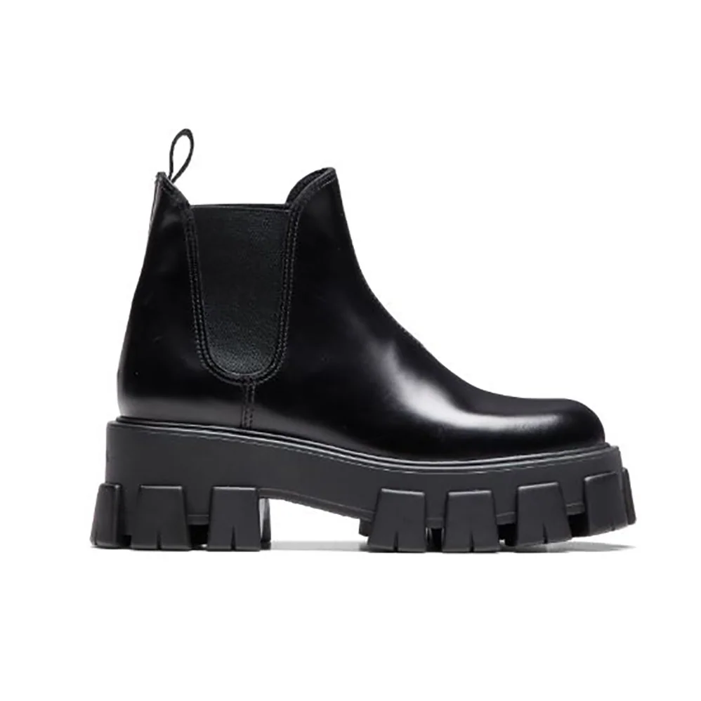 Prada Monolith Brushed Leather Booties for Women Prada Monolith Brushed Leather Booties for Women