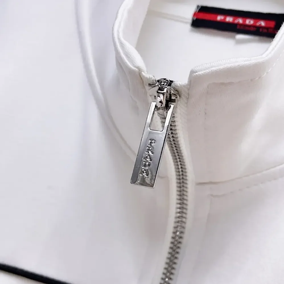 Prada Sweatshirt with Re-Nylon Details for Men in White Prada Sweatshirt with Re-Nylon Details for Men in White