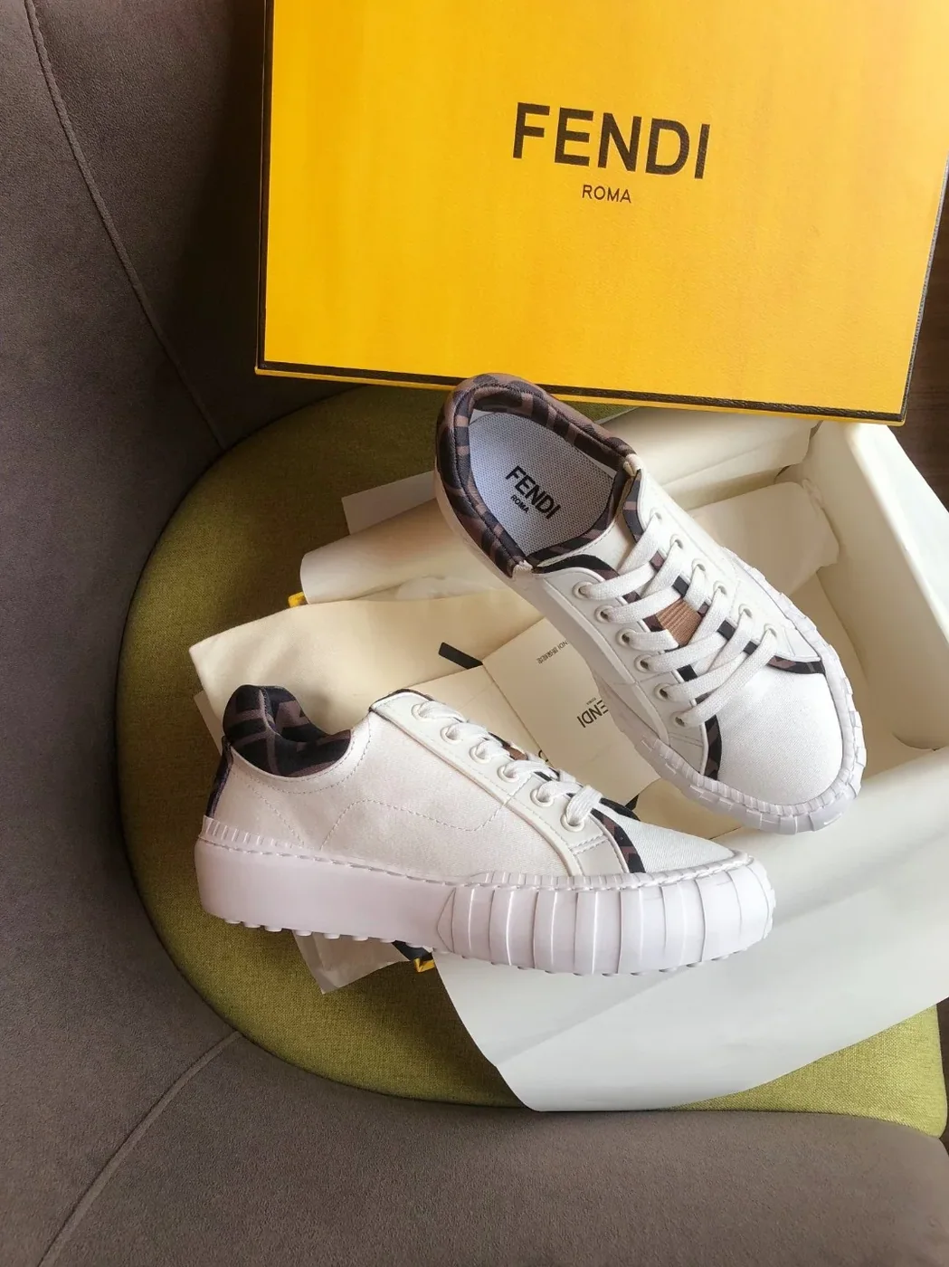 Fendi Force FF Lace-Ups Sneakers White 7E1414AF5A Fendi Force FF Lace-Ups Sneakers White 7E1414AF5A