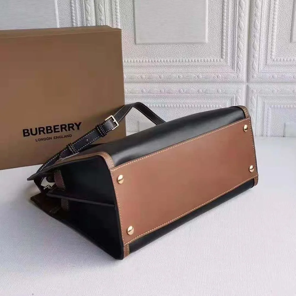 Burberry Mini Vintage Check Two-handle Title Bag for Women in Black Burberry Mini Vintage Check Two-handle Title Bag for Women in Black