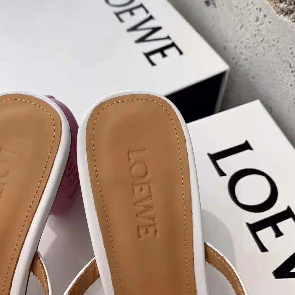 Loewe Soap Sandal in Goatskin 9cm Heel Height for Women in White