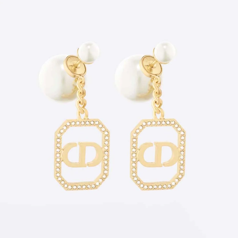 Dior Tribales Earrings Gold-Finish Metal with White Resin Pearls for Women Dior Tribales Earrings Gold-Finish Metal with White Resin Pearls for Women