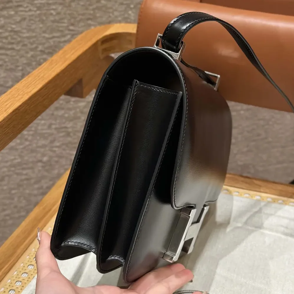 Hermes Constance 24 Bag Box Leather for Women in Black/Silver Hermes Constance 24 Bag Box Leather for Women in Black/Silver