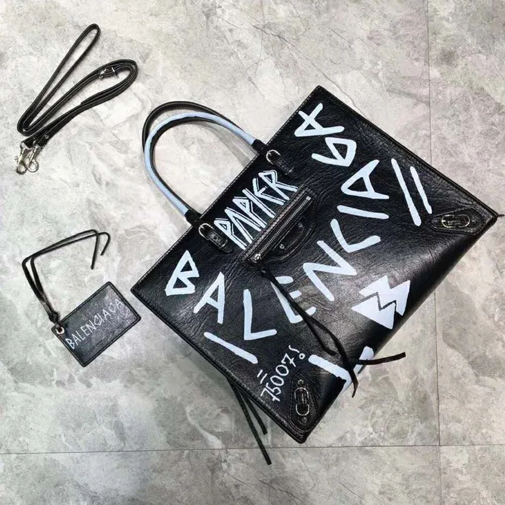 Balenciaga Papier A6 Zip Around Graffiti Crossbody Graffiti Print for Women