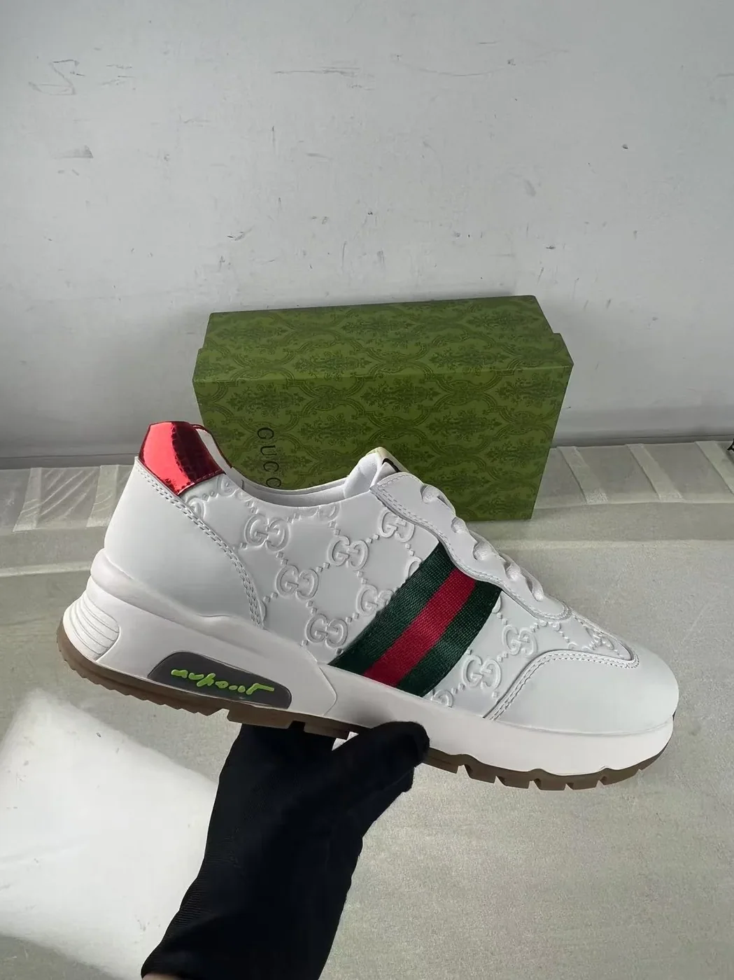 Gucci GG Embossed Sneakers With Web Ketion White for Men