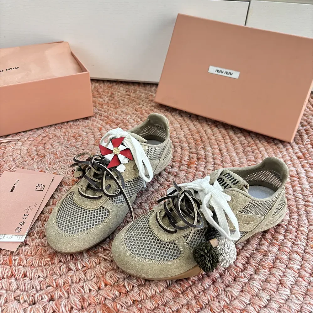 Miu Miu Gymnasium Mesh and Suede Sneakers for Women Miu Miu Gymnasium Mesh and Suede Sneakers for Women