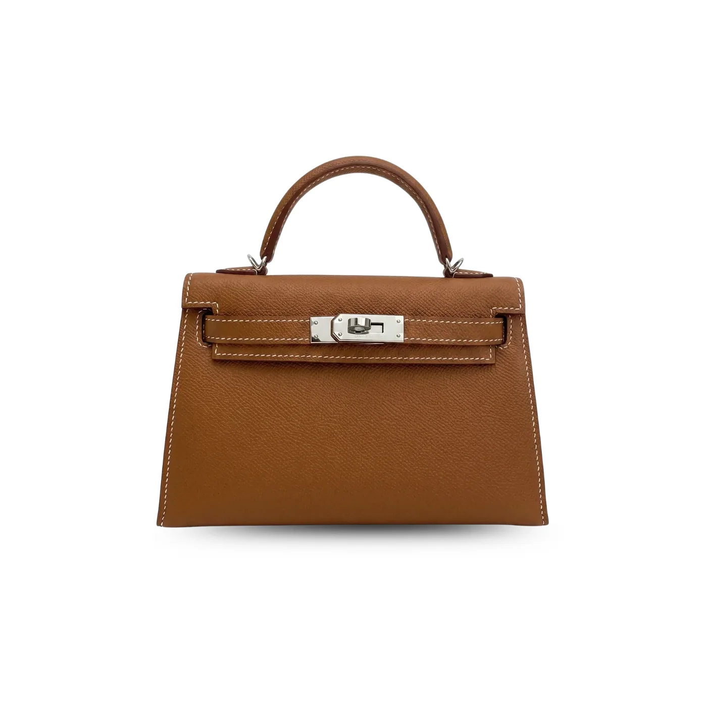 Hermes Kelly Mini Top Handle Bag in Brown Epsom Palladium Hardware