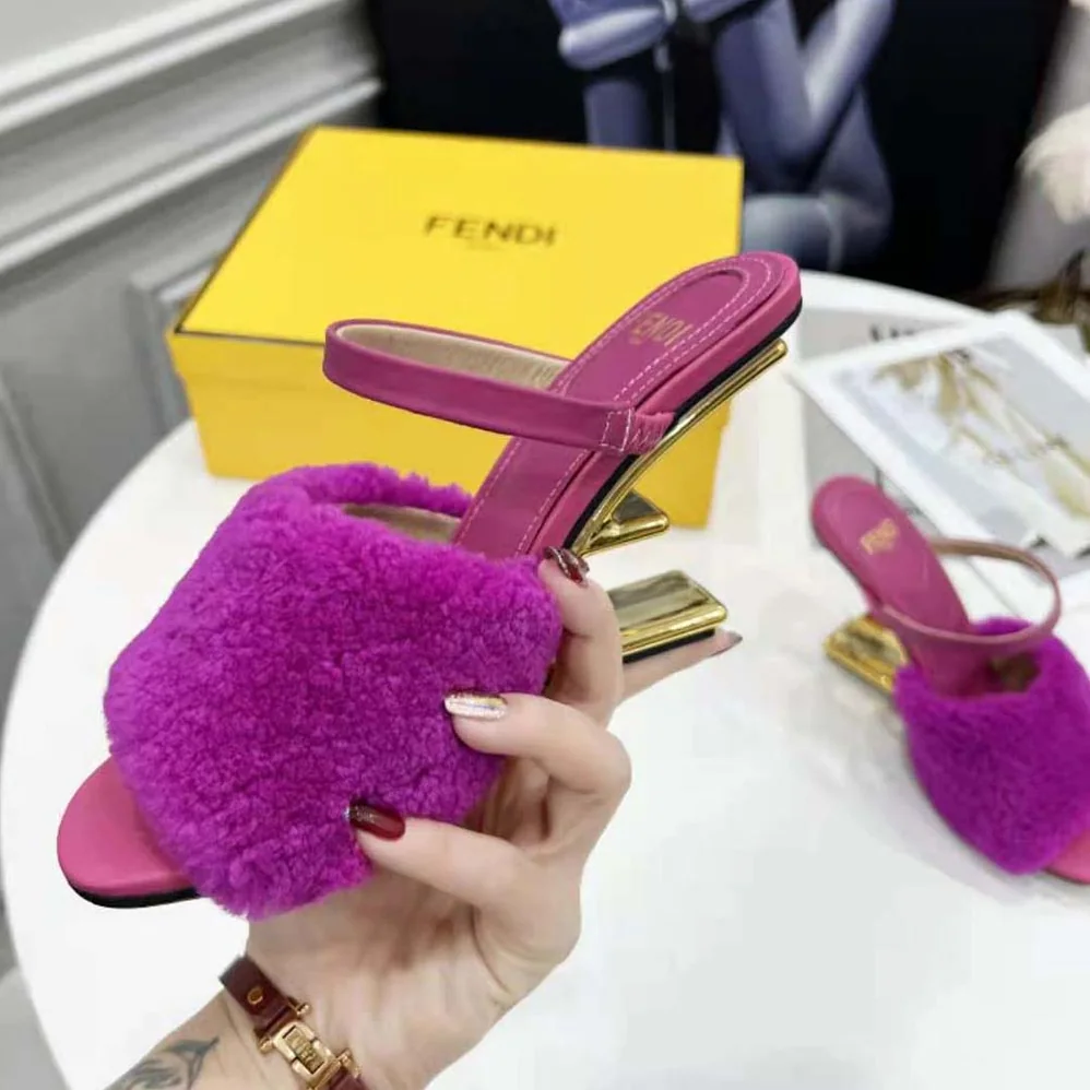 Fendi First Purple Sheepskin High for Women in Heeled Sandals