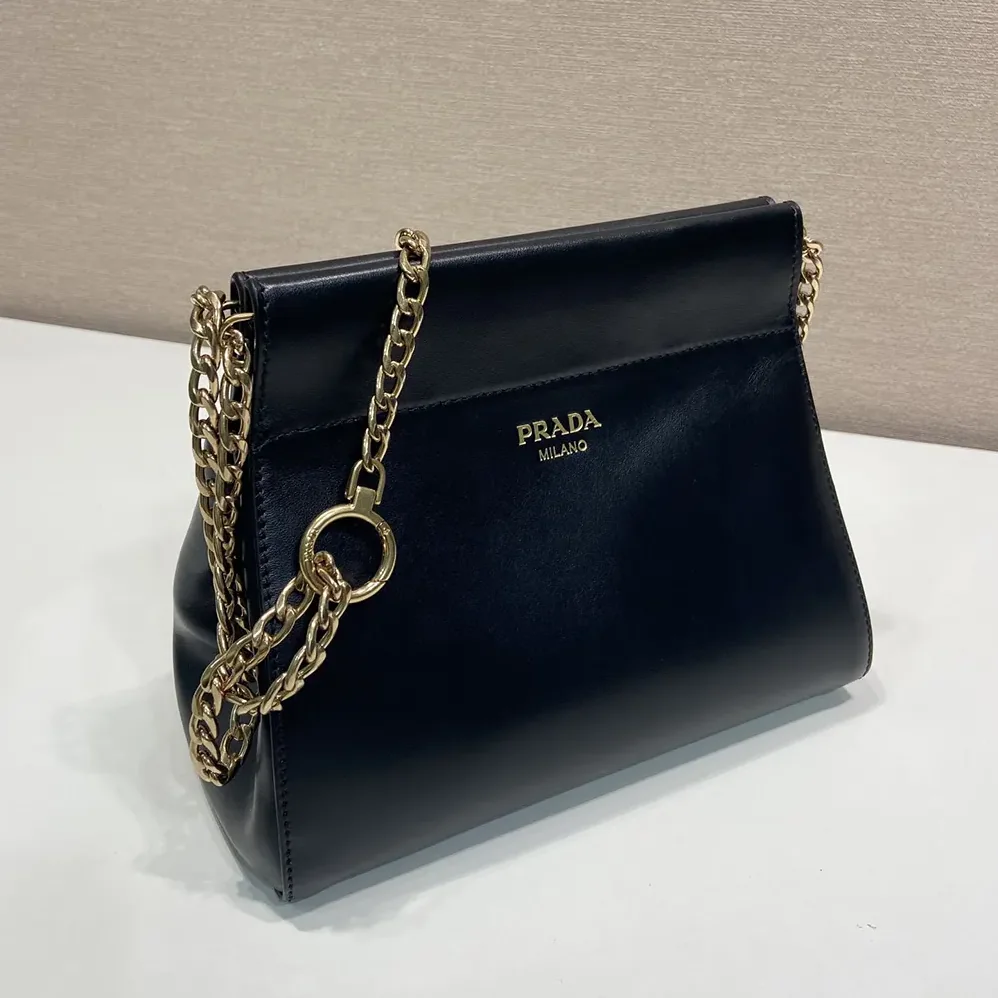 Prada Enchaîné Mini Leather Bag for Women in Black