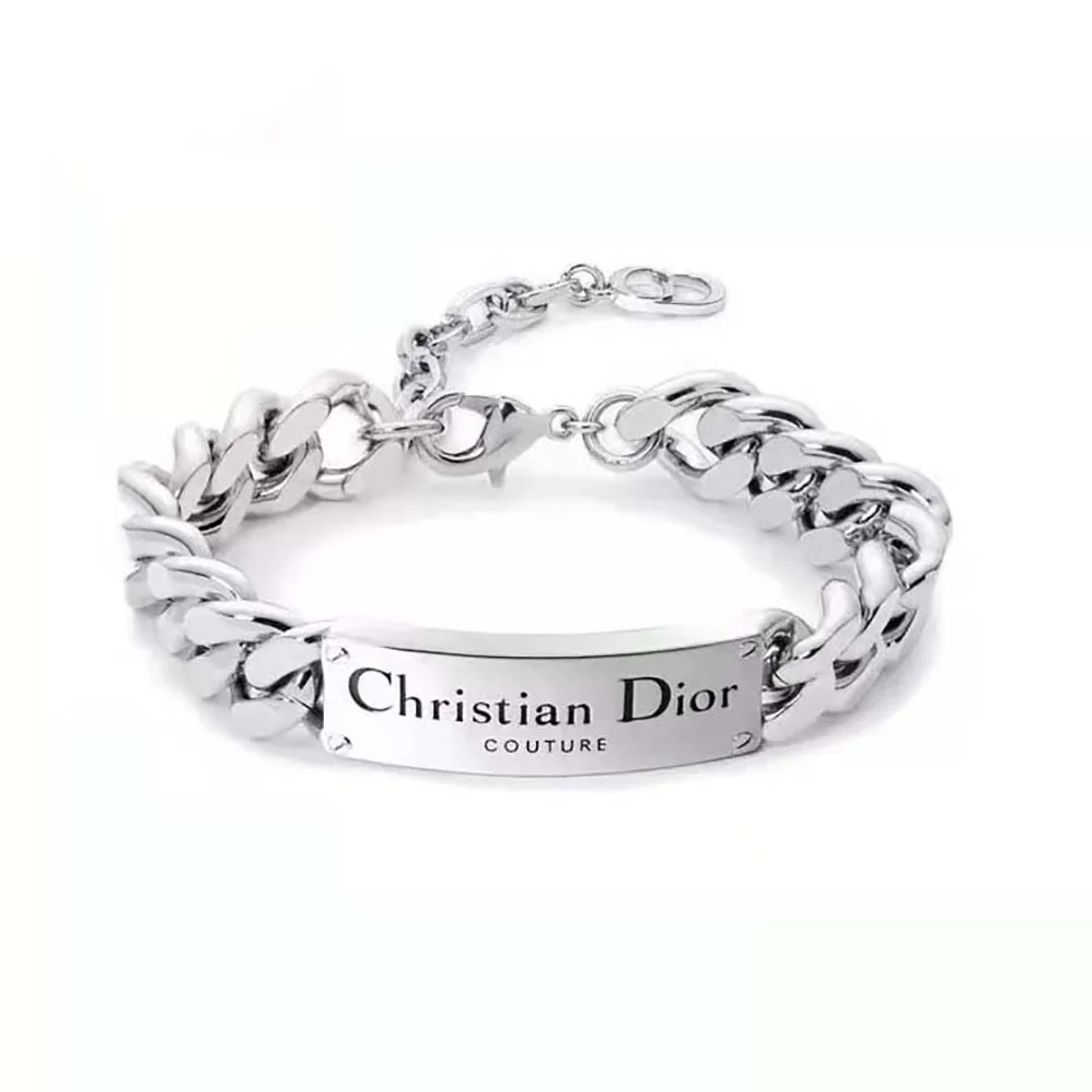 Dior Christian Dior Couture Chain Link Bracelet Silver for Men in Finish Brass