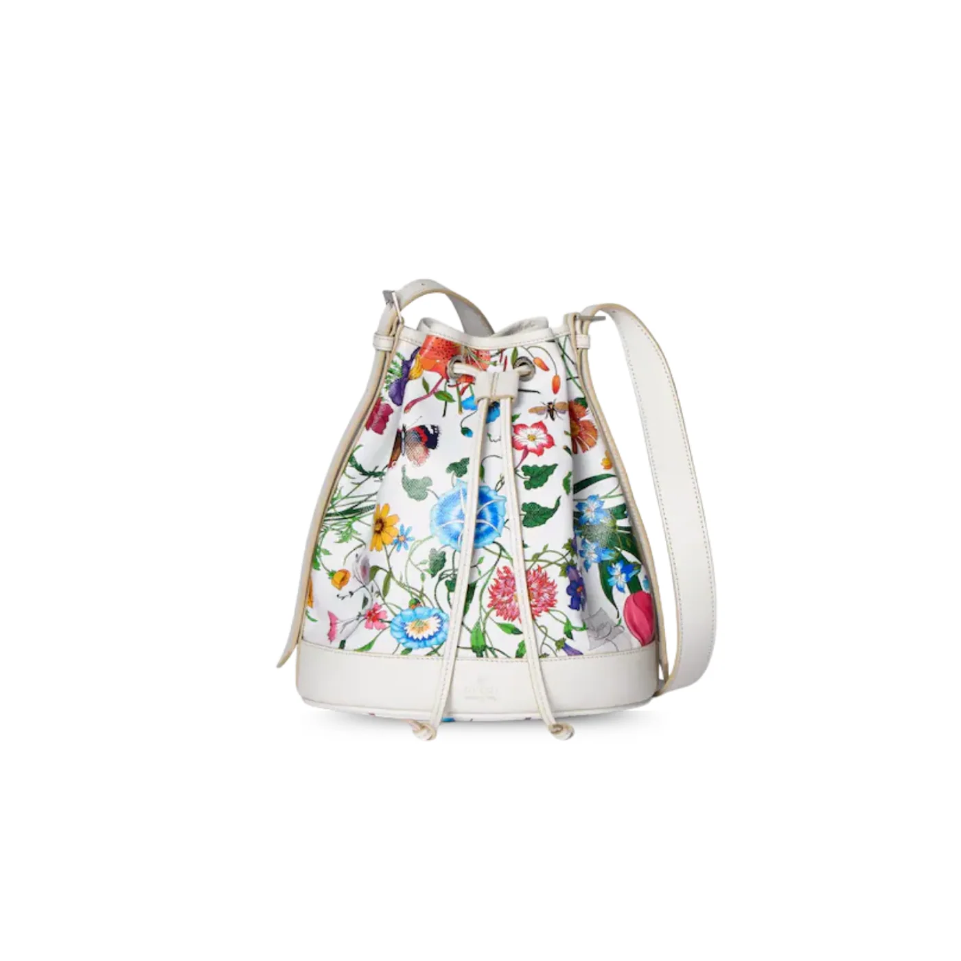 Gucci Venice Small Bucket Bag / White/ Multicolor Gucci Flora Coated Canvas Palladium Hardware