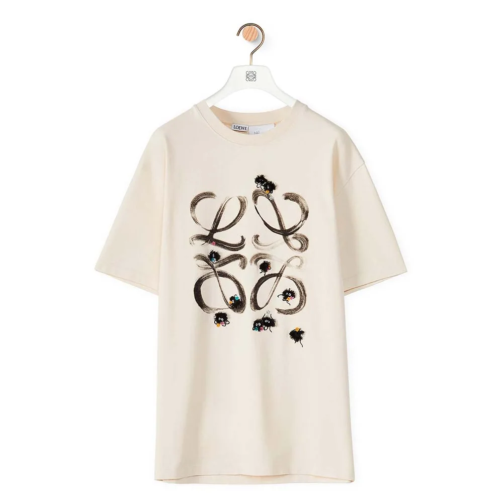 Loewe Susuwatari Anagram T-shirt in Cotton for Men in Beige Loewe Susuwatari Anagram T-shirt in Cotton for Men in Beige