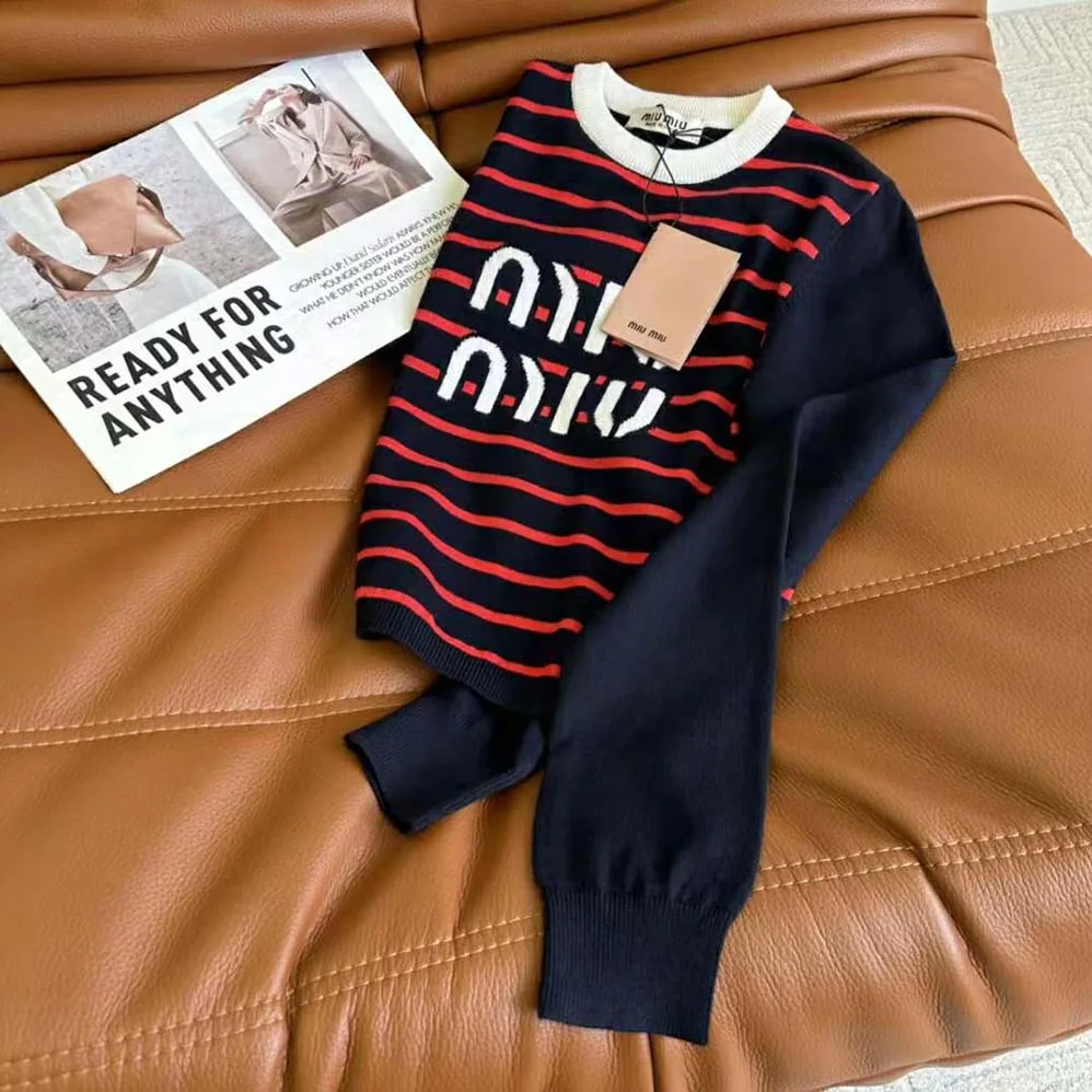 Miu Miu Wool Crew-Neck Sweater for Women in Black