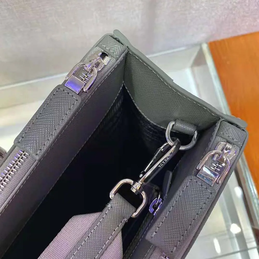 Prada Saffiano Leather Prada Galleria Bag for Men in Silver