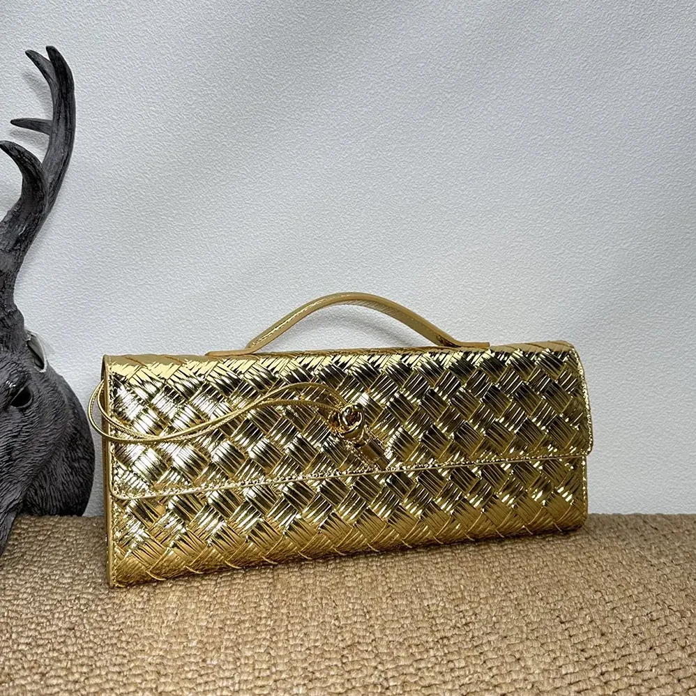 Bottega Veneta Andiamo Clutch for Women in Gold
