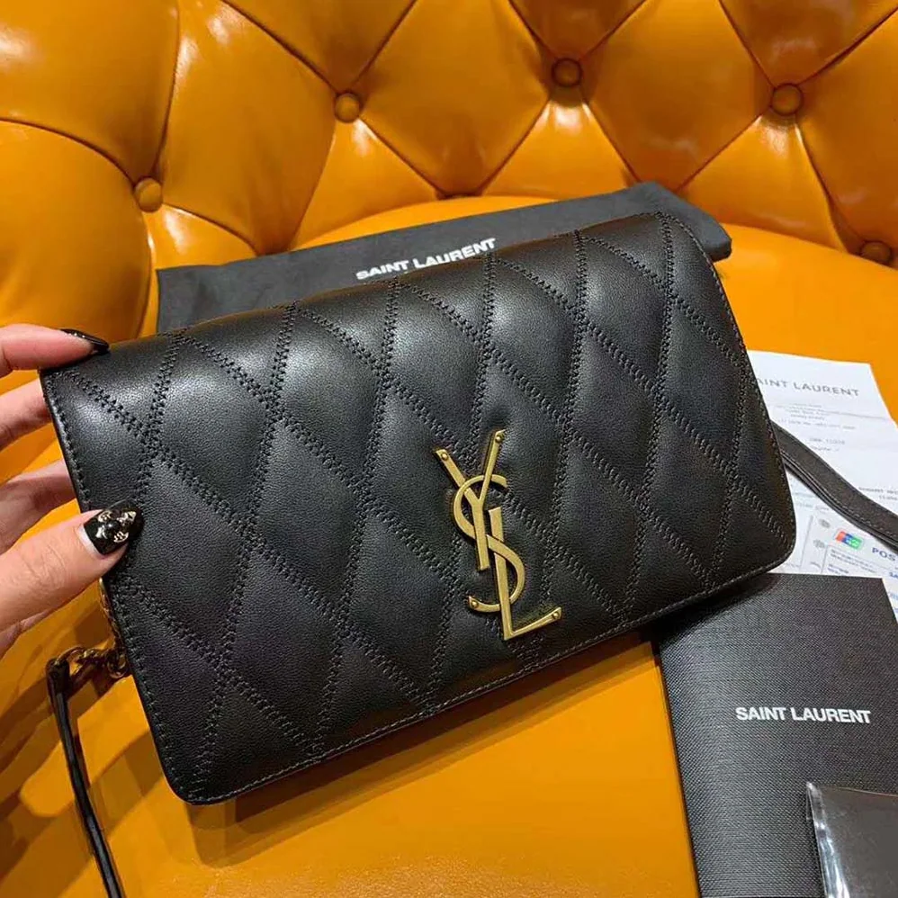 Saint Laurent YSL Angie Chain Bag Diamond-Quilted Lambskin for Women in Black Saint Laurent YSL Angie Chain Bag Diamond-Quilted Lambskin for Women in Black