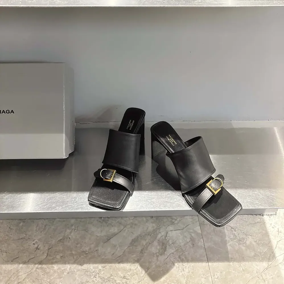 Balenciaga Bel Air 80mm Sandal in Black Smooth Calfskin for Women Balenciaga Bel Air 80mm Sandal in Black Smooth Calfskin for Women