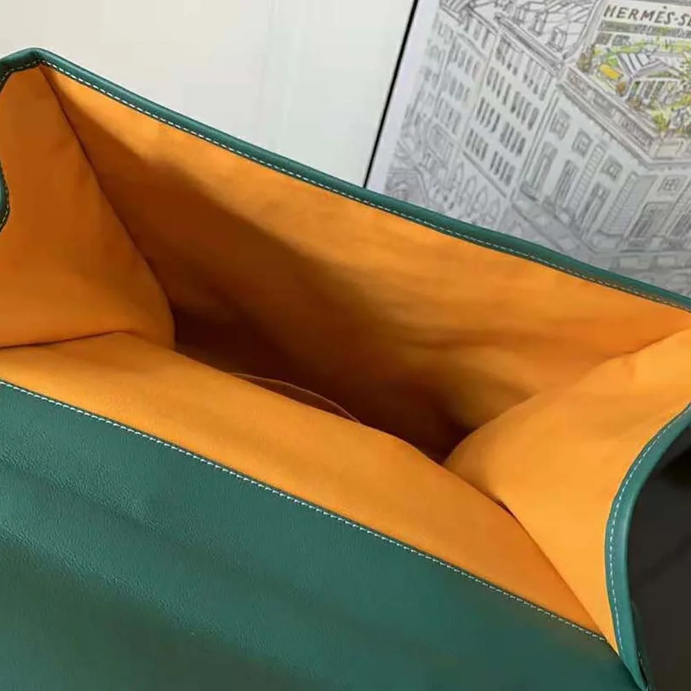 Goyard Saint Léger Backpack in Goyardine Canvas & Chevroches Calfskin for Women in Green Goyard Saint Léger Backpack in Goyardine Canvas & Chevroches Calfskin for Women in Green