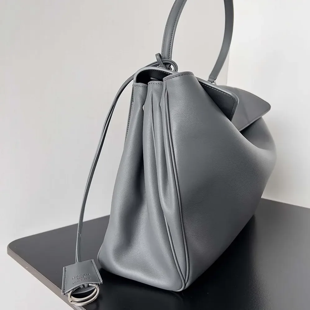 Balenciaga Rodeo Medium Handbag in Grey Smooth Calfskin for Women in Silver