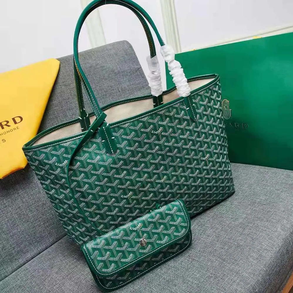 Goyard Sac Artois MM in Goyardine Canvas & Chevroches Calfskin for Women in Green Goyard Sac Artois MM in Goyardine Canvas & Chevroches Calfskin for Women in Green