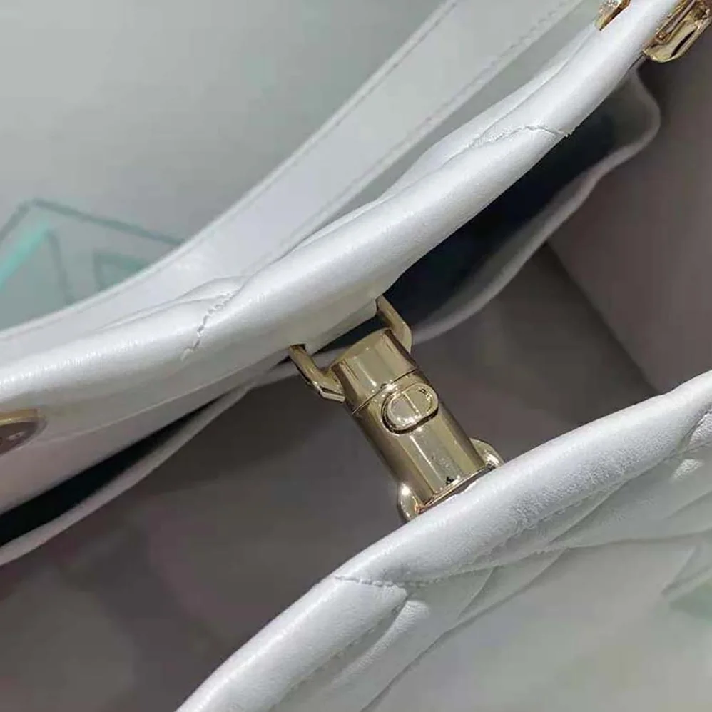 Dior Medium Dior Essential Tote Bag White Archicannage Calfskin for Women