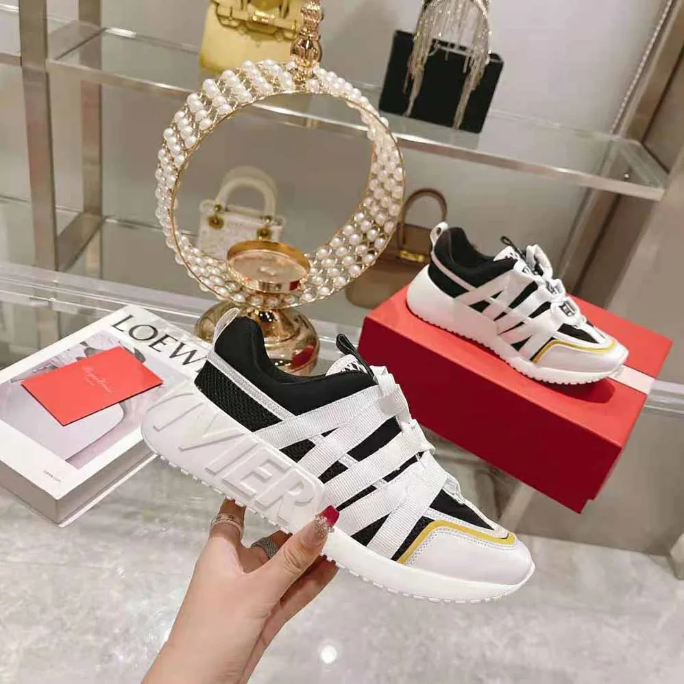 Roger Vivier Viv Go Lace Up Sneakers in Technical Fabrics for Women in Black