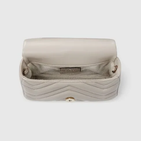 Gucci Marmont Mini Shoulder Bag in Light Grey Gold Hardware Gucci Marmont Mini Shoulder Bag in Light Grey Gold Hardware