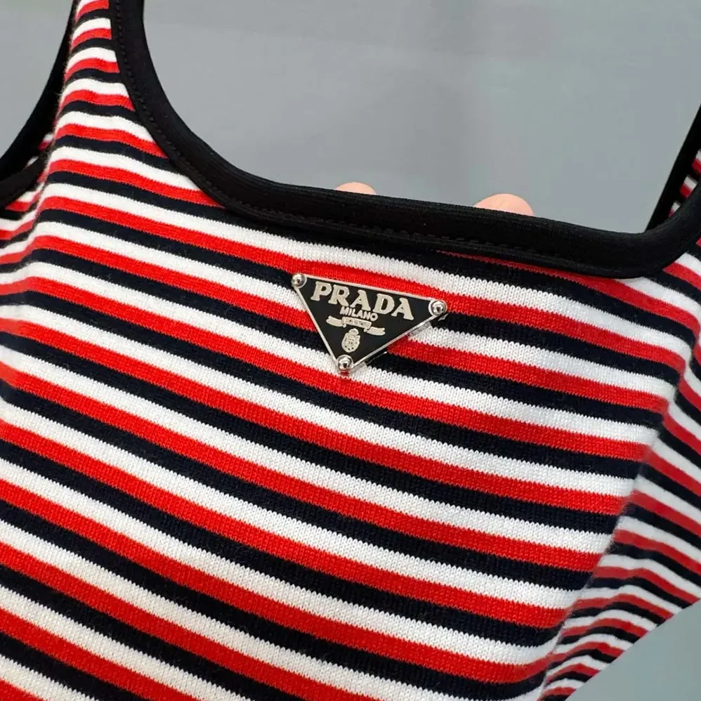 Prada Striped Interlock Jersey One for Women in piece Swimsuit