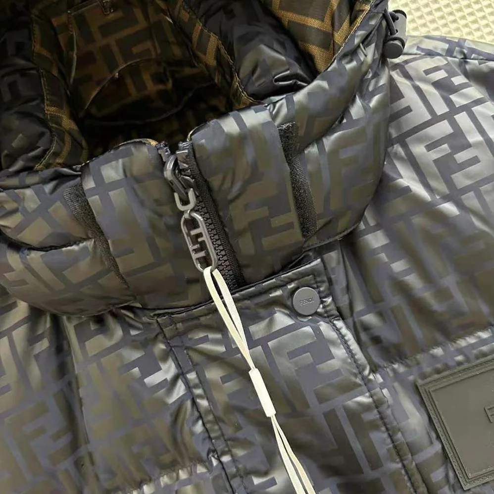 Fendi Down Jacket Blue FF Tech Fabric Down Jacket for Women Fendi Down Jacket Blue FF Tech Fabric Down Jacket for Women