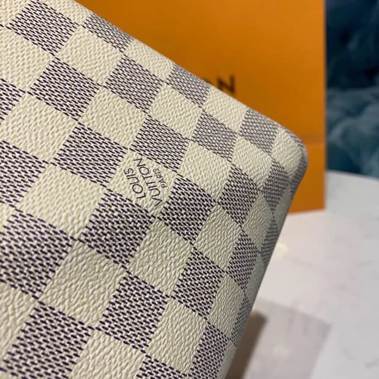 Louis Vuitton Keepall Bandouliere 45 Travel Bag in Damier Azur Gold Hardware Louis Vuitton Keepall Bandouliere 45 Travel Bag in Damier Azur Gold Hardware