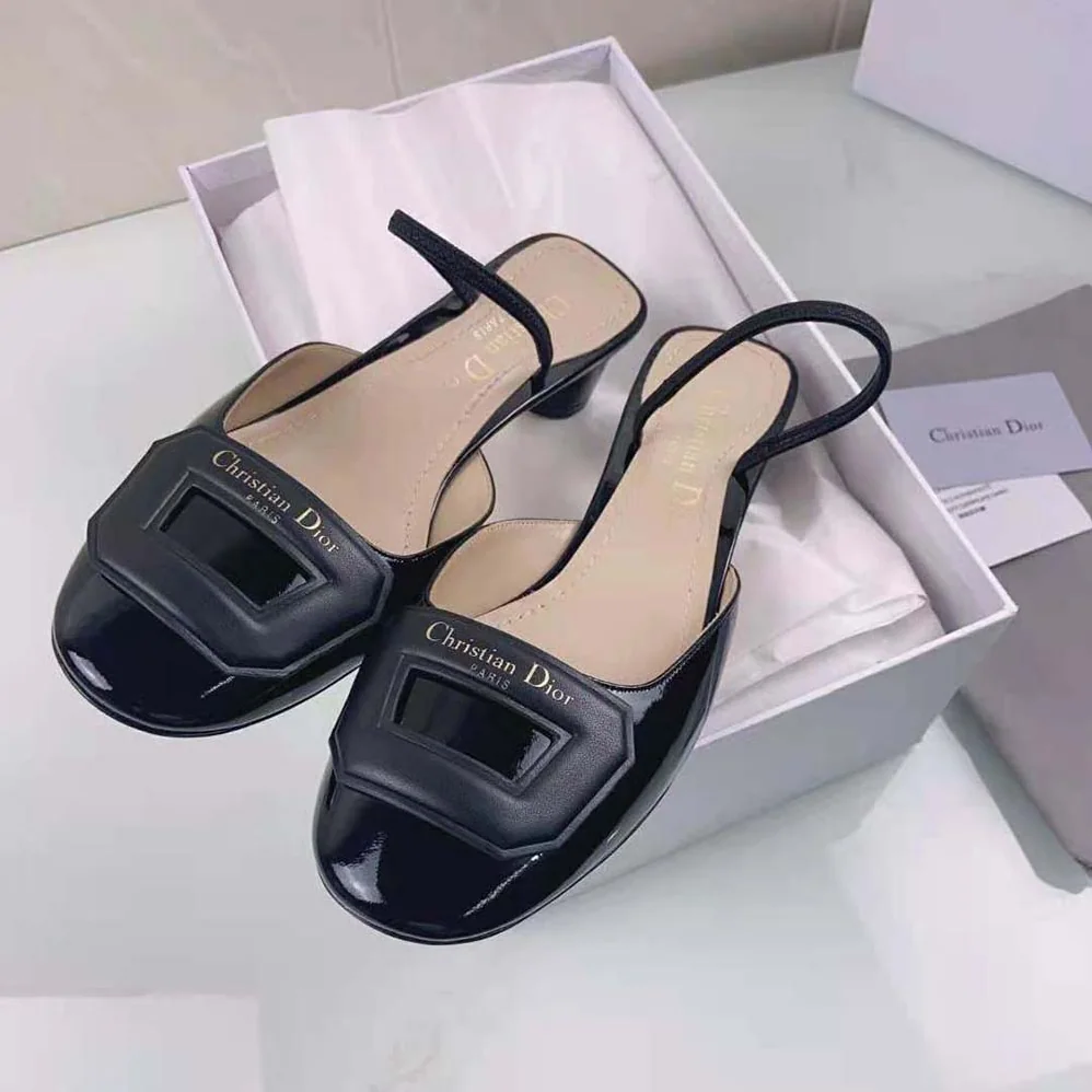 Dior Day Slingback Pump Black Patent Calfskin for Women