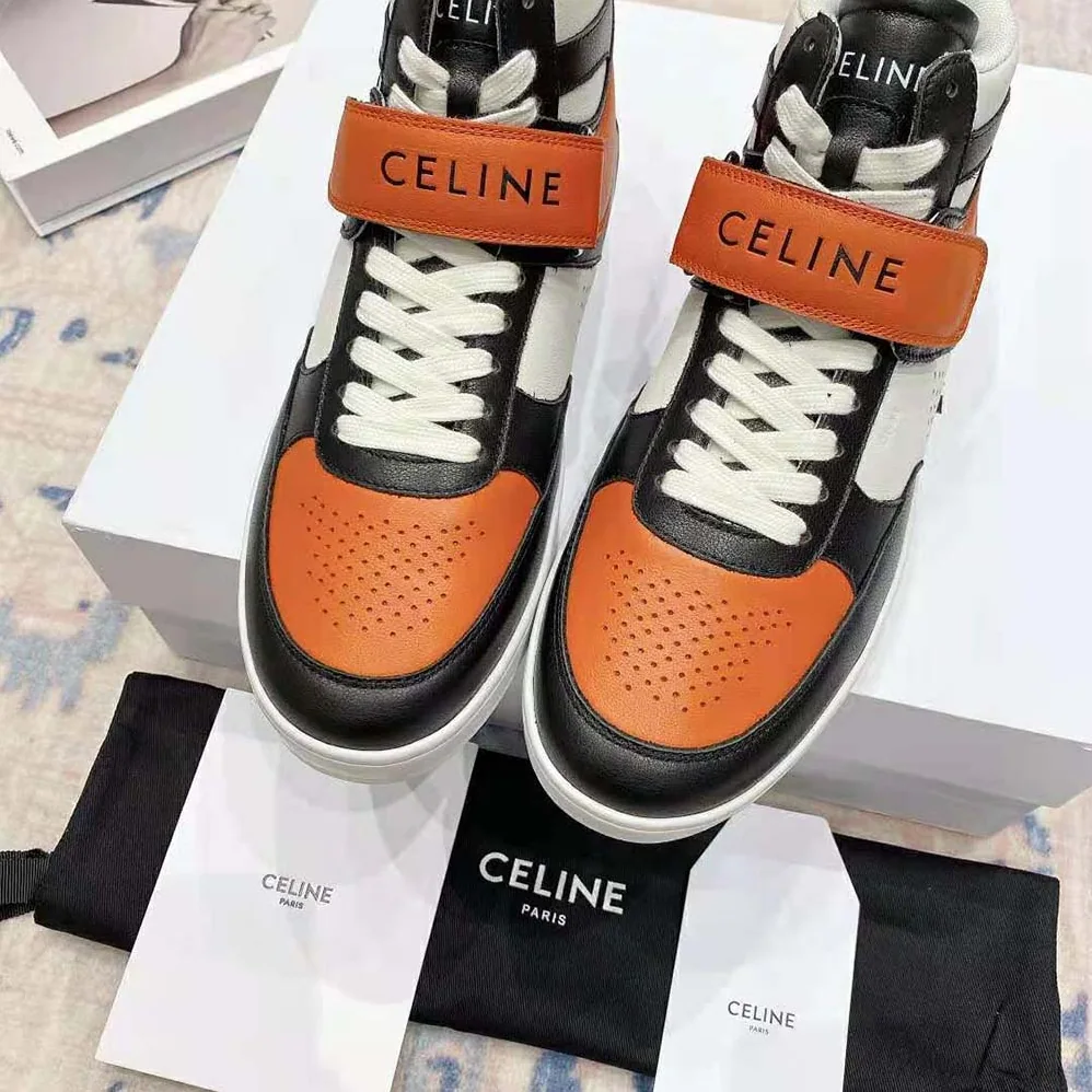 Celine CT-03 High Sneaker with Scratch in Calfskin for Men in Orange
