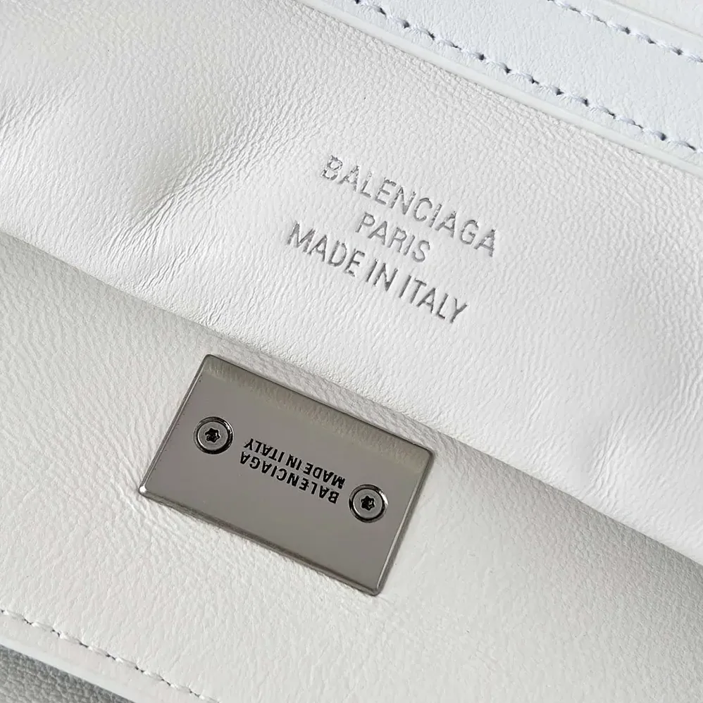 Balenciaga Rodeo Medium Handbag in White Smooth Calfskin for Women in Silver
