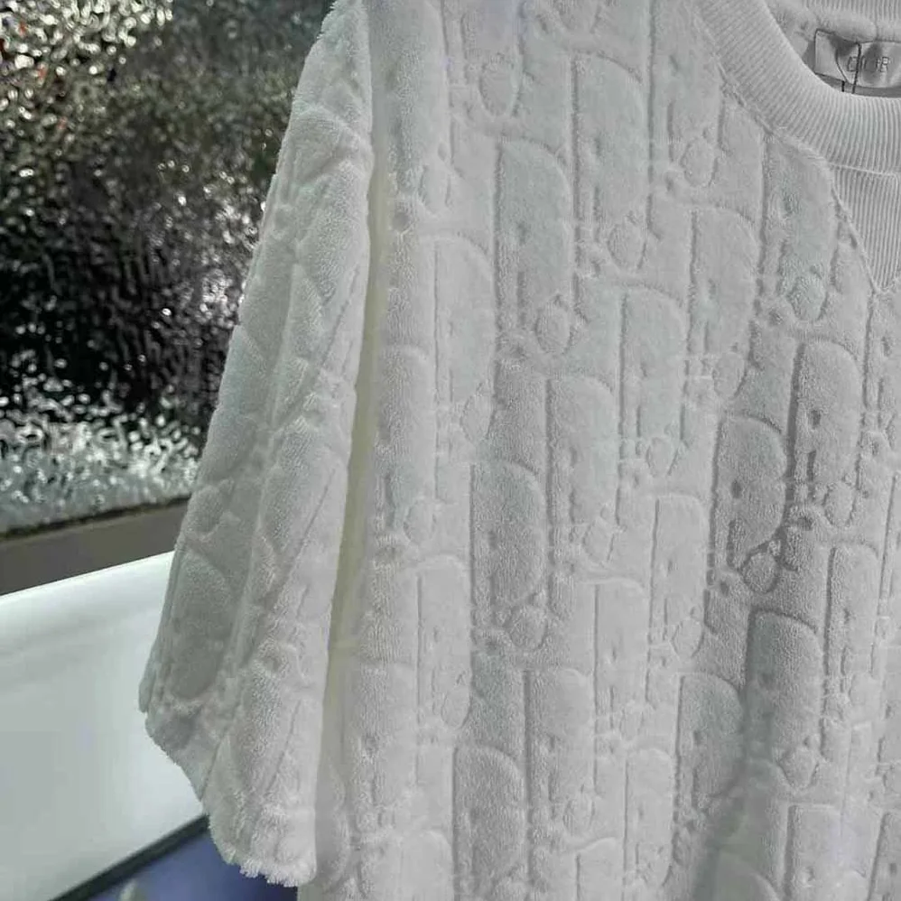 Dior Oblique T-shirt Relaxed Fit Off for Men in White Terry Cotton Jacquard Dior Oblique T-shirt Relaxed Fit Off for Men in White Terry Cotton Jacquard