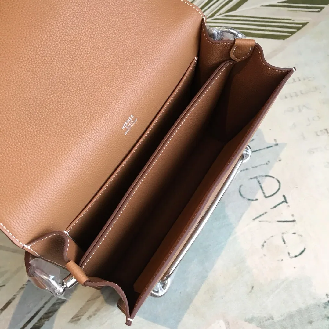 Hermes Mini Evercolor Sac Roulis 19 Brown Palladium Hardware / Hermes Mini Evercolor Sac Roulis 19 Brown Palladium Hardware /