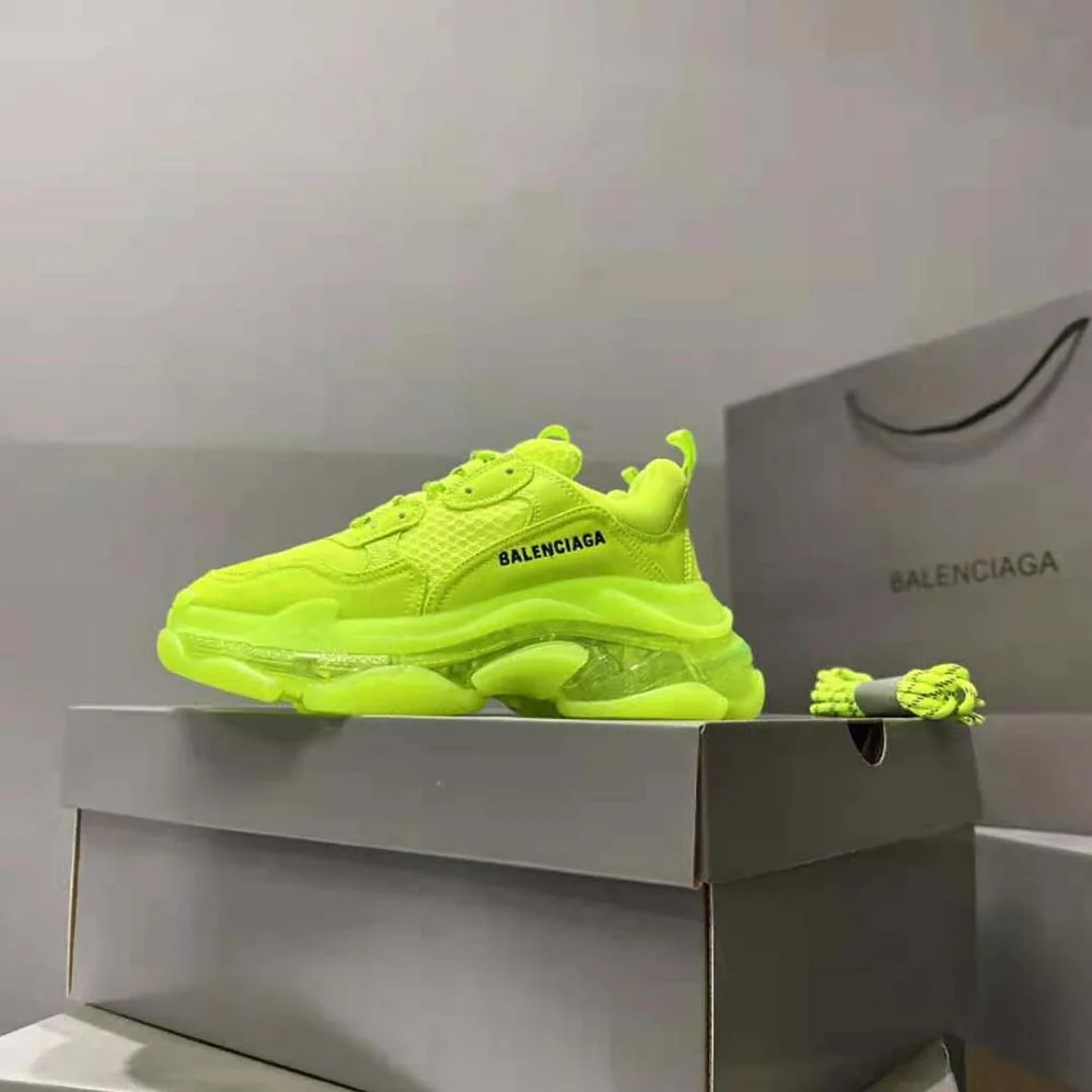 Balenciaga Triple S Clear Sole Sneaker in Neon Yellow Double Foam and Mesh for Women Balenciaga Triple S Clear Sole Sneaker in Neon Yellow Double Foam and Mesh for Women