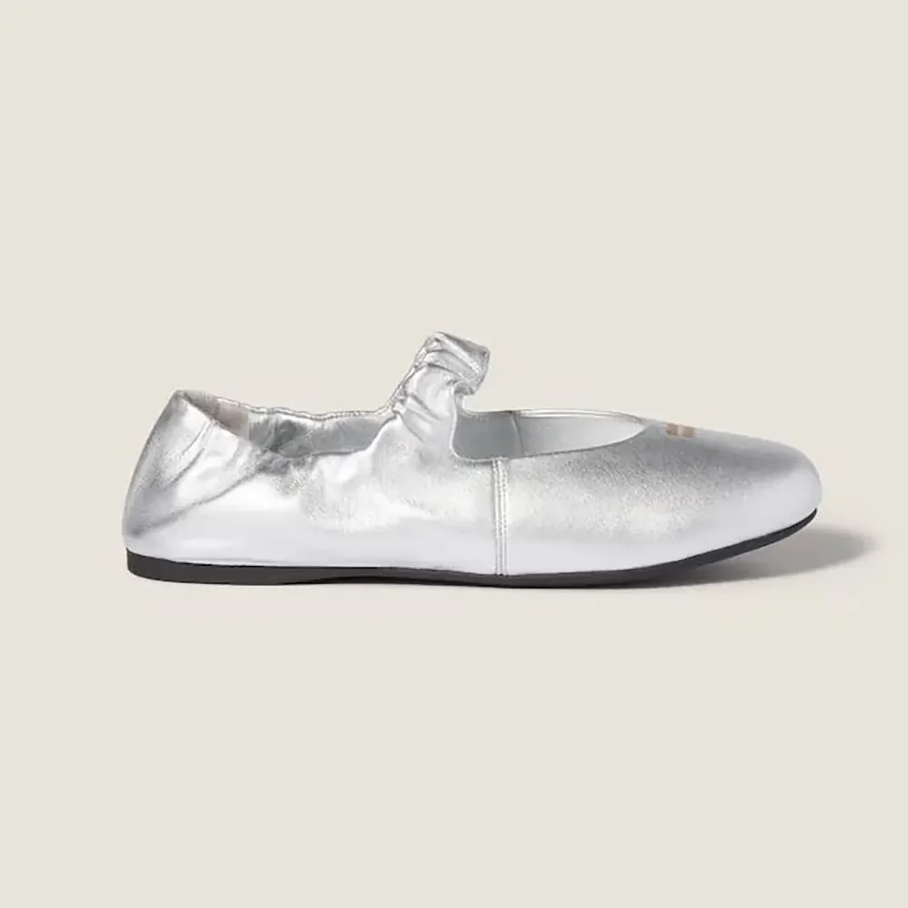 Miu Miu Ruches Mordoré Nappa Leather Ballerinas for Women