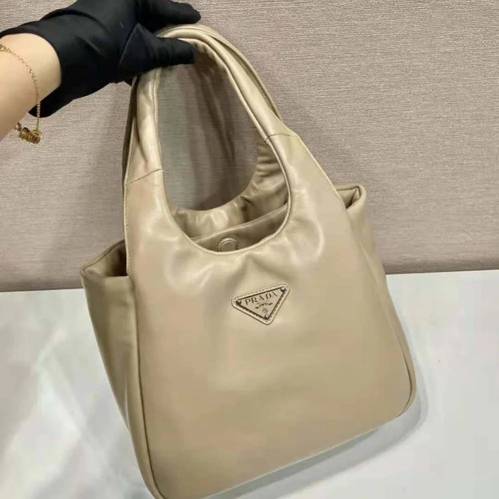 Prada Medium Padded Prada Soft Nappa Leather Bag for Women in Beige