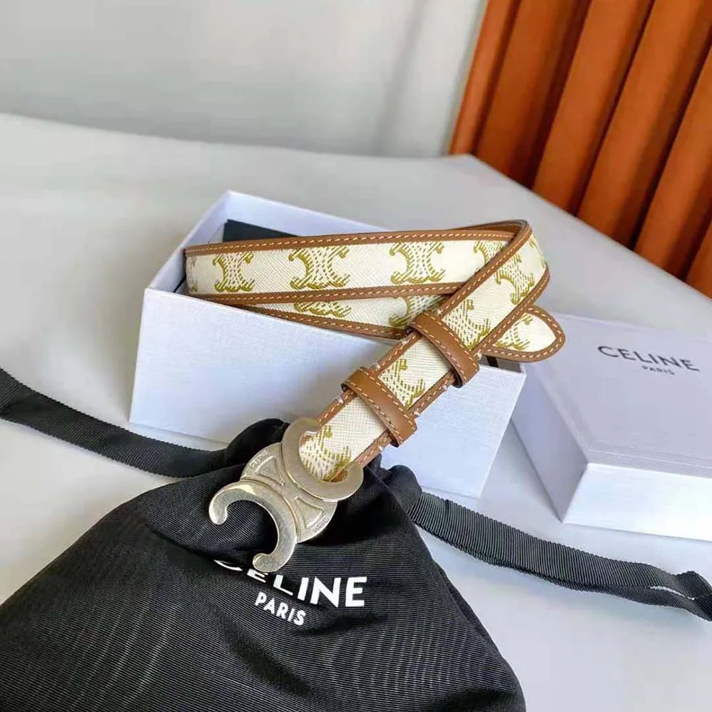 Celine Medium Triomphe Belt in Triomphe Canvas and Calfskin for Women Celine Medium Triomphe Belt in Triomphe Canvas and Calfskin for Women