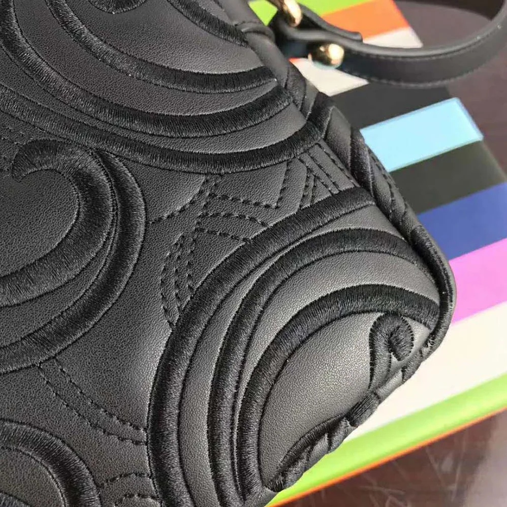 Versace Embroidered Baroque Shoulder Bag for Women in Black Versace Embroidered Baroque Shoulder Bag for Women in Black
