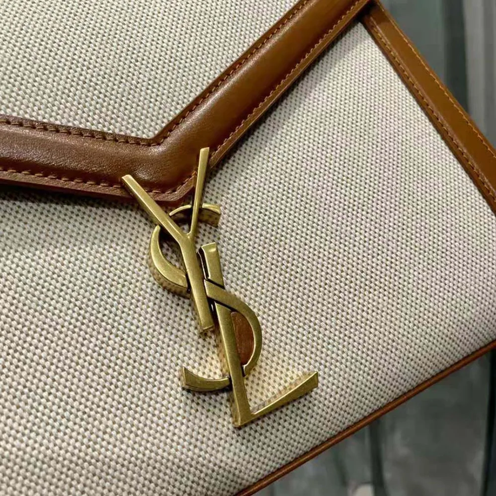 Saint Laurent YSL Cassandra Medium Top Handle Bag in Canvas and Smooth Leather for Women Saint Laurent YSL Cassandra Medium Top Handle Bag in Canvas and Smooth Leather for Women