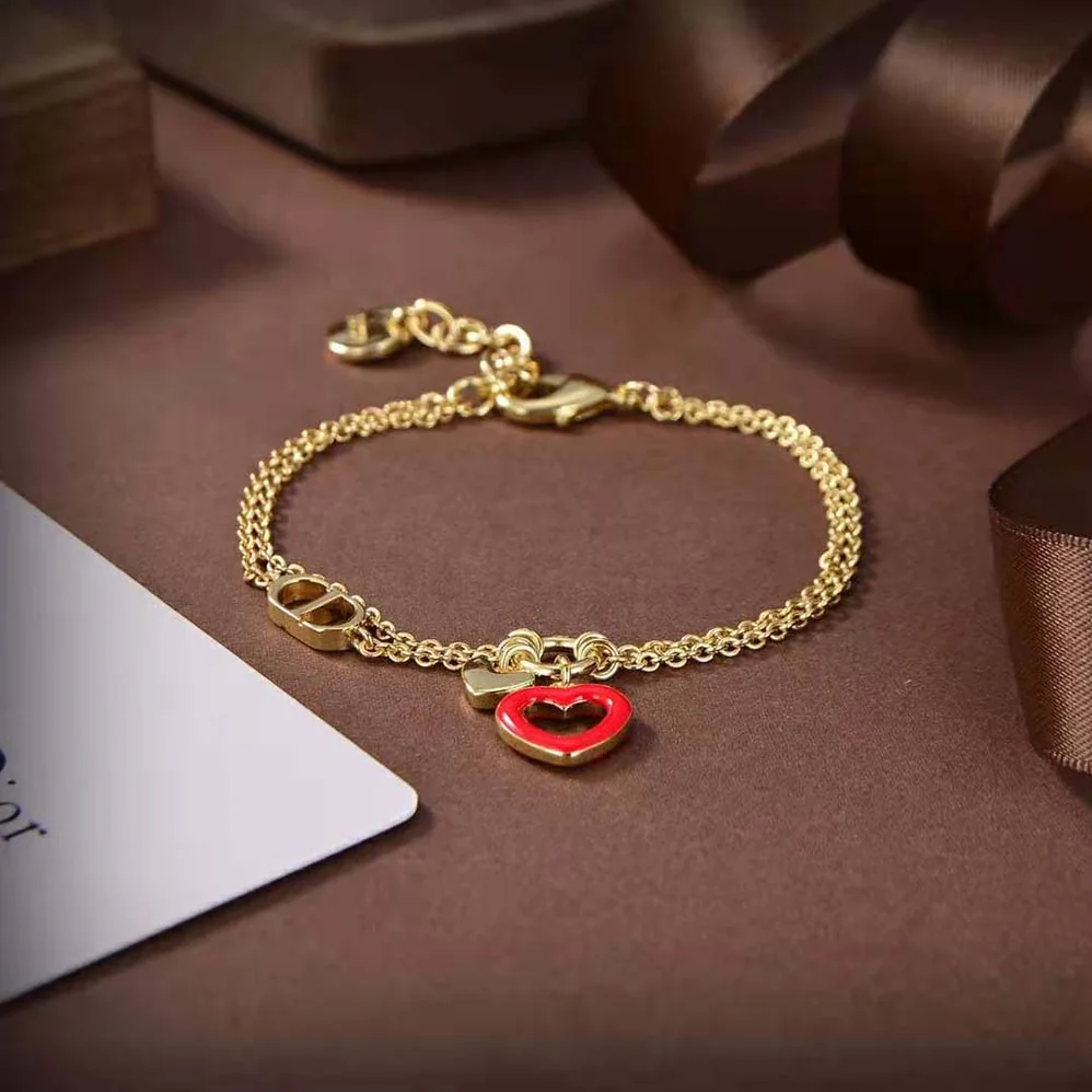 Dior Dioramour Bracelet Gold-Finish Metal and Red Lacquer for Women