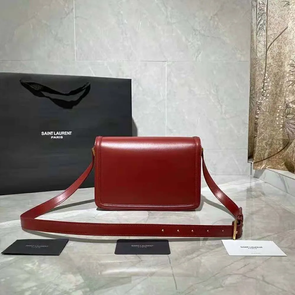Saint Laurent YSL Solferino Medium Satchel in Box Saint Laurent Leather for Women in Maroon Saint Laurent YSL Solferino Medium Satchel in Box Saint Laurent Leather for Women in Maroon