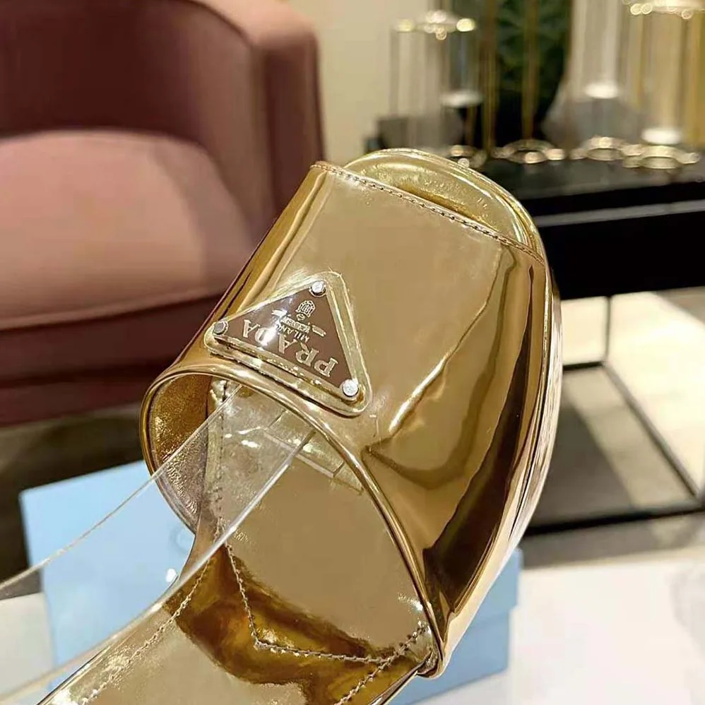 Prada Metallic Leather Platform Sandals for Women Prada Metallic Leather Platform Sandals for Women