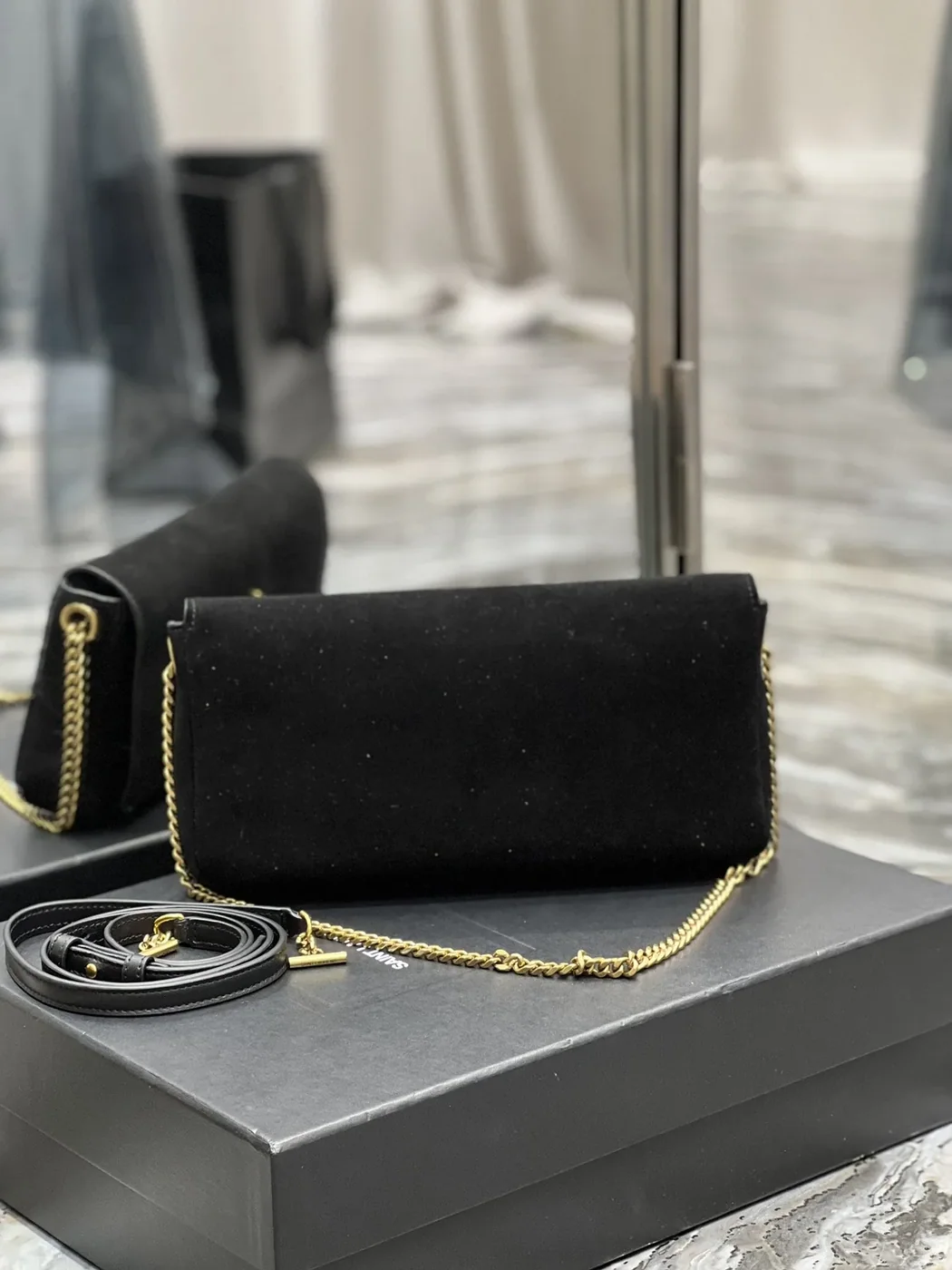 Saint Laurent Kate 99 Chain Bag With Tassel Black