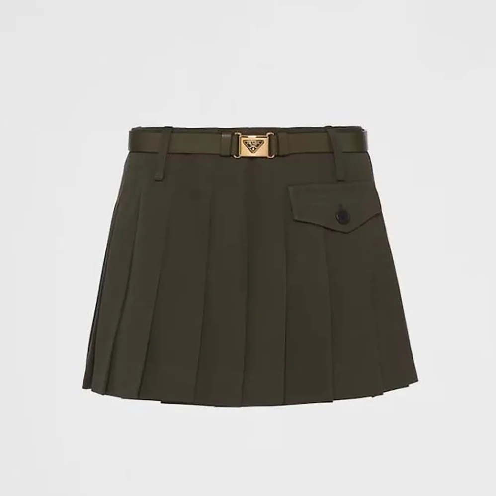Prada Gabardine Miniskirt for Women in Green