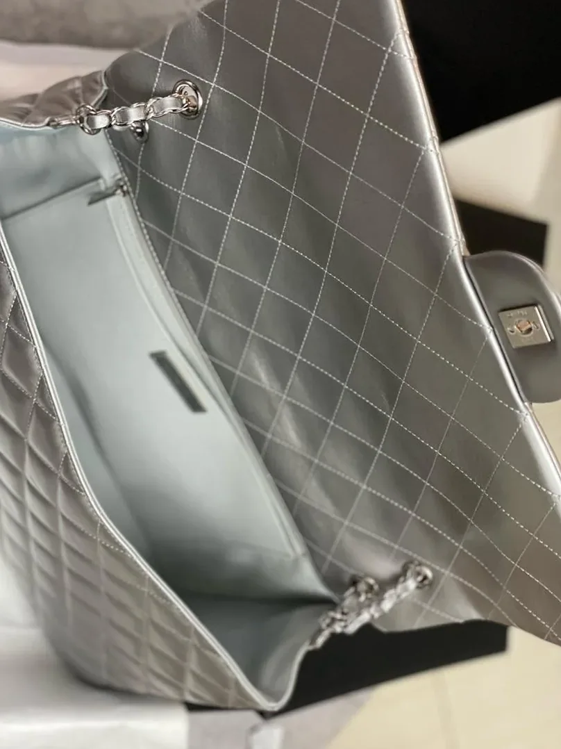 Chanel Airport Bag Silver in White/Black/Grey /